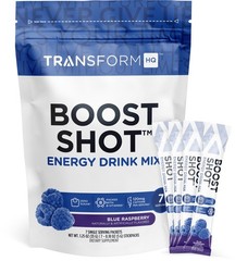 TransformHQ Boost Shot Powder Stick Packets, Blue Raspberry Energy – 7 Pack