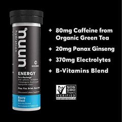 Nuun, Daily Hydration, Energy, Berry Blast 10 tablets, Pack of 8, EXP 06/27