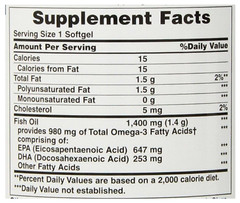 Nature’s Bounty ODOR-LESS Fish Oil 1400mg. 980mg Omega-3.(130 Coated Softgels)