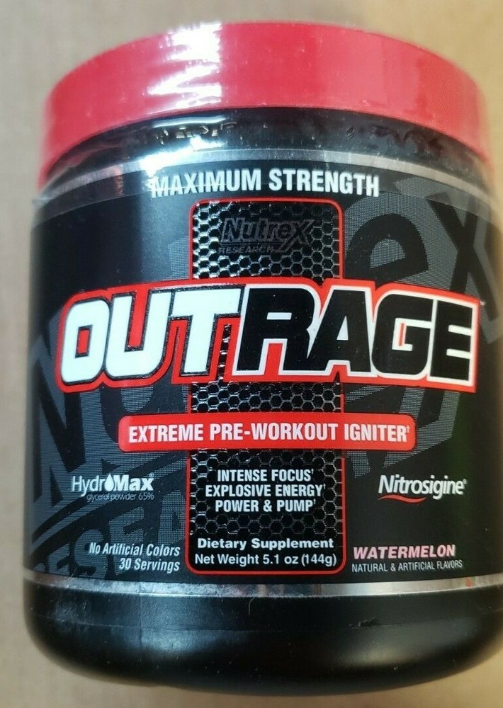 NUTREX – OUTRAGE – Extreme Pre-Workout Igniter – Watermelon – 30 Serv – 11/2024