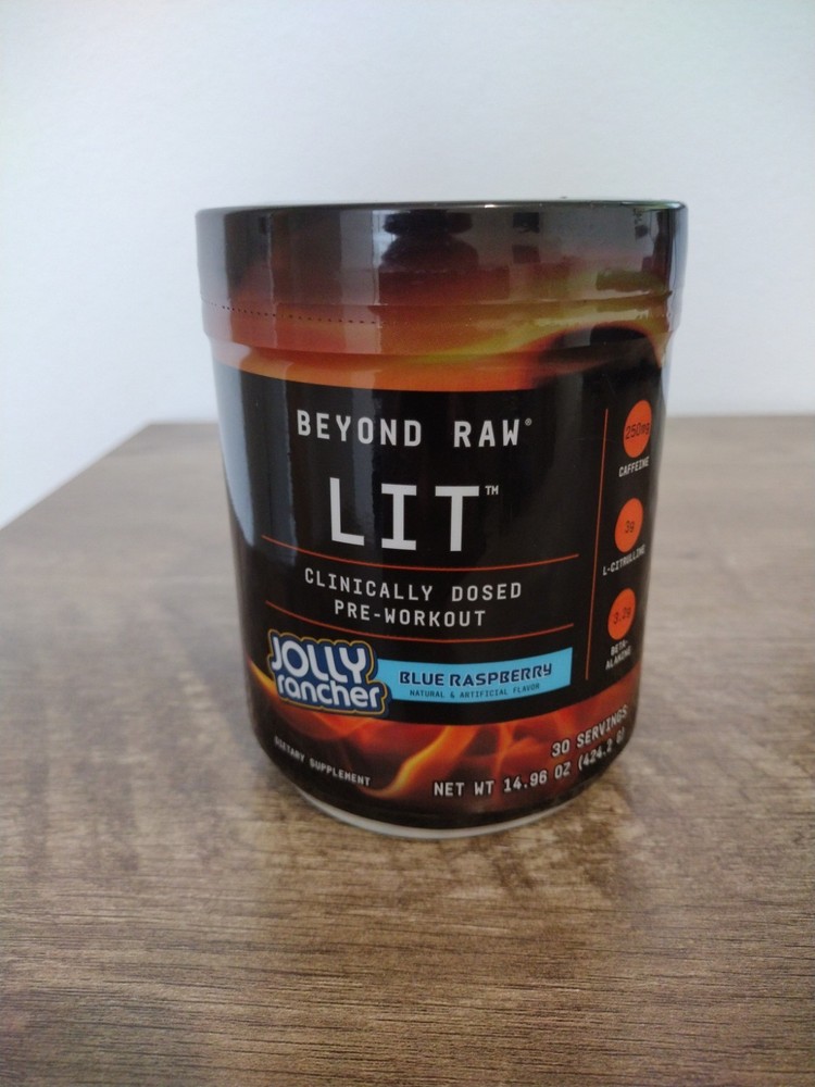 Beyond Raw Lit Pre Workout Jolly Rancher Blue Raspberry 14.96oz. NEW SEALED