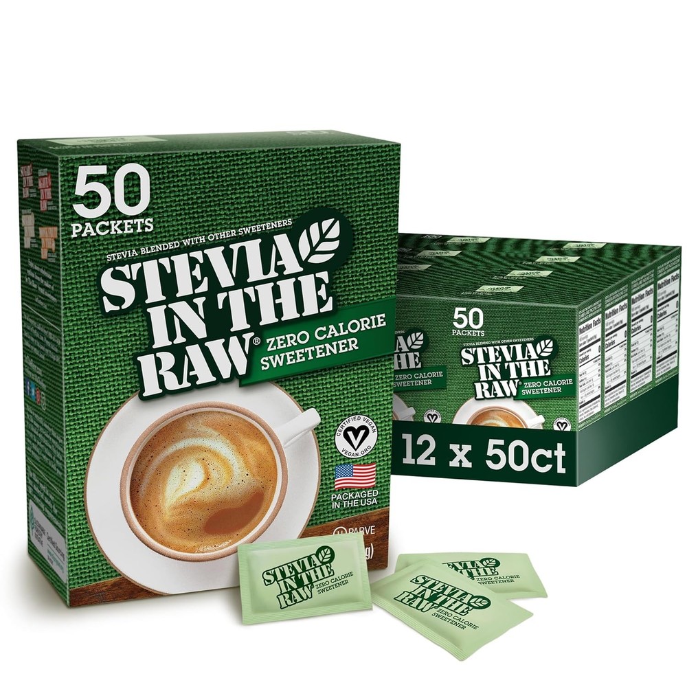 Stevia In The Raw, Plant Based Zero Calorie, Sugar 50 Count (Pack of 12)