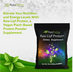 Puradyme Raw Liyf Protein Powder – Vegan Plant-Based | Enzyme Enhanced | 32oz