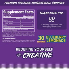 FINAFLEX Creatine Gummies 120 Gummies Blueberry Lemonade Flavor Promotes M…