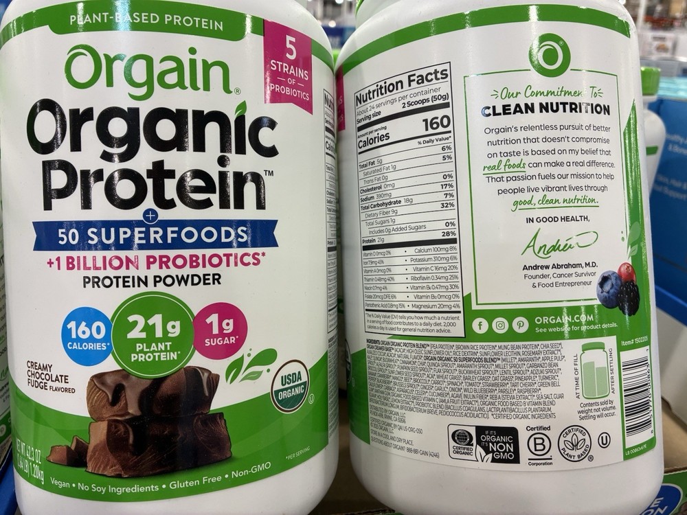Orgain Plant-Based Protein Powder Creamy Chocolate Fudge 21g Vegan Organic X2