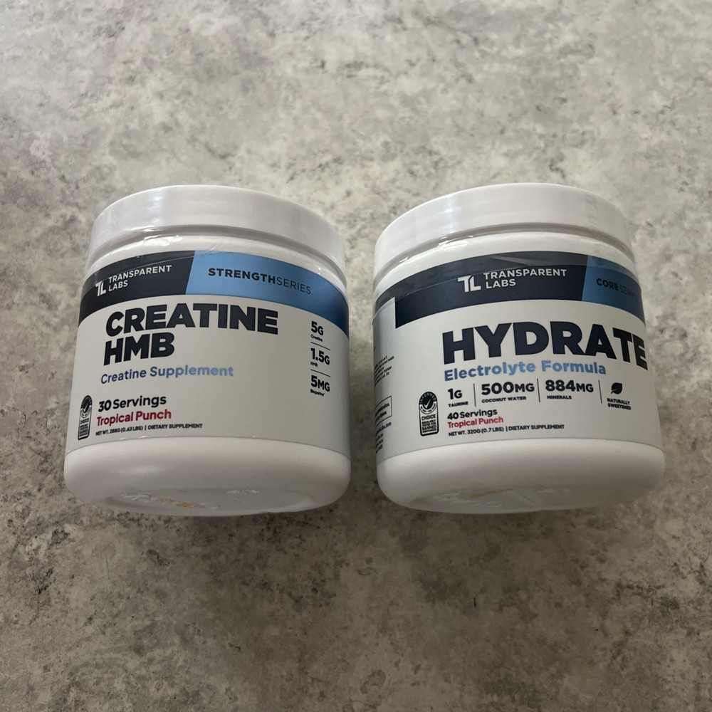 Transparent Labs Creatine HMB 30ct & Hydrate Electrolyte Formula 40ct