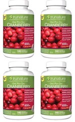 4 PACK – Trunature CRANBERRY 650mg, 140 Vegetarian Capsules one per day 12/2026