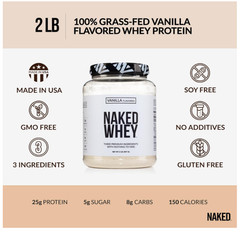 Naked Whey Vanilla Protein 24Sv Grass Fed NSF Gluten Free