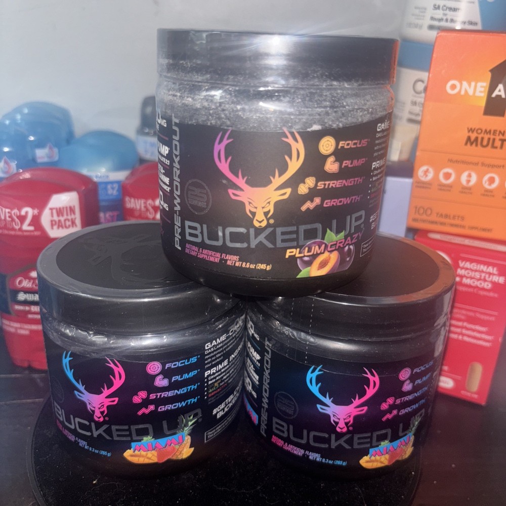 (3) Bucked Up PLum And Miami Pre-workout