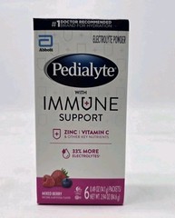 Pedialyte Electrolyte Drink Immune Support Mixed Berry Berry Powder 6Ct ex 12/25
