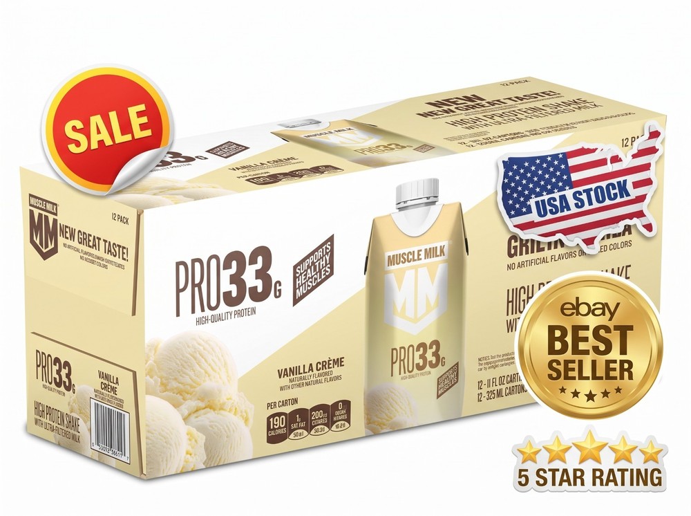 Muscle Milk Pro Series 33g High Protein Shake, Vanilla Crème (11 fl oz, 12 Pack)