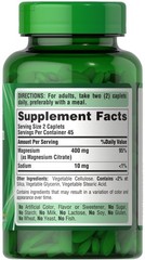 Puritan’s Pride Magnesium Citrate 400mg serving – 90 coated caplets | Exp 08/27