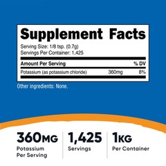 Nutricost Potassium Chloride 1kg – Gluten Free, Non-GMO