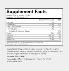 mindbodygreen Grass-Fed Whey Protein Isolate Vanilla Powder 23.5oz All Natural