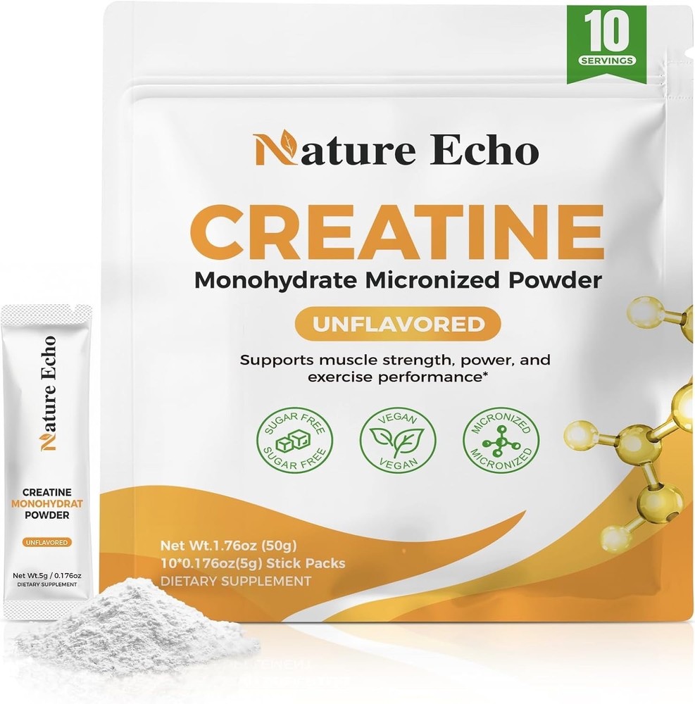 Creatine Monohydrate Micronized Powder – 10 Single-Serve Travel Packs 5g – Clean