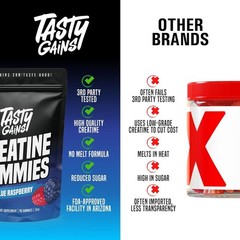 TASTY GAINS Creatine 90 Gummies – 90g of Creatine Monohydrate Blue Raspberry