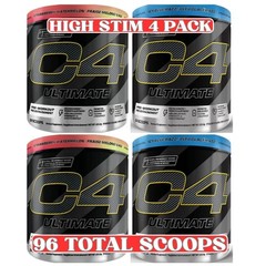 C4 Ultimate Pre-Workout 4-Pack Strawberry Watermelon Icy Blue 96 Scoops