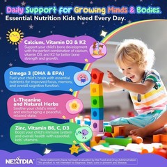 Kids Glycinate Magnesium Gummies + Calcium + Omega 3 – Melatonin Free Kids Sleep
