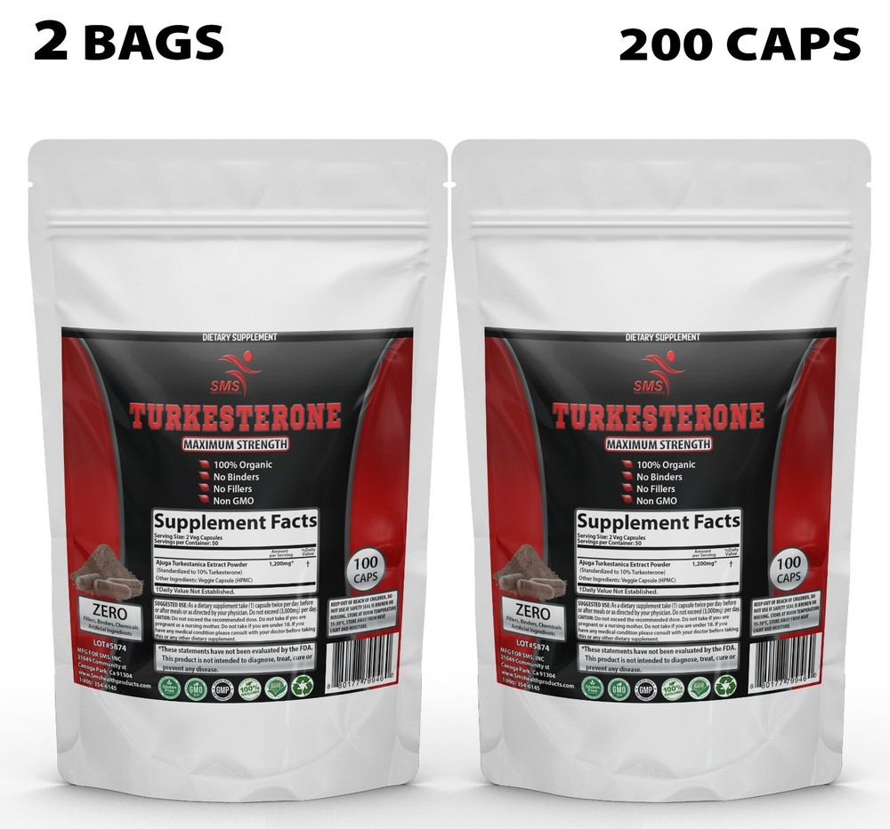 AJUGA TURKESTANICA 10% TURKESTERONE Organic High Potency Extract 200 Caps
