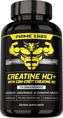 Prime Labs Creatine HCl Capsules – with CON-CRĒT, Rhodiola Root Extract – 60ct.