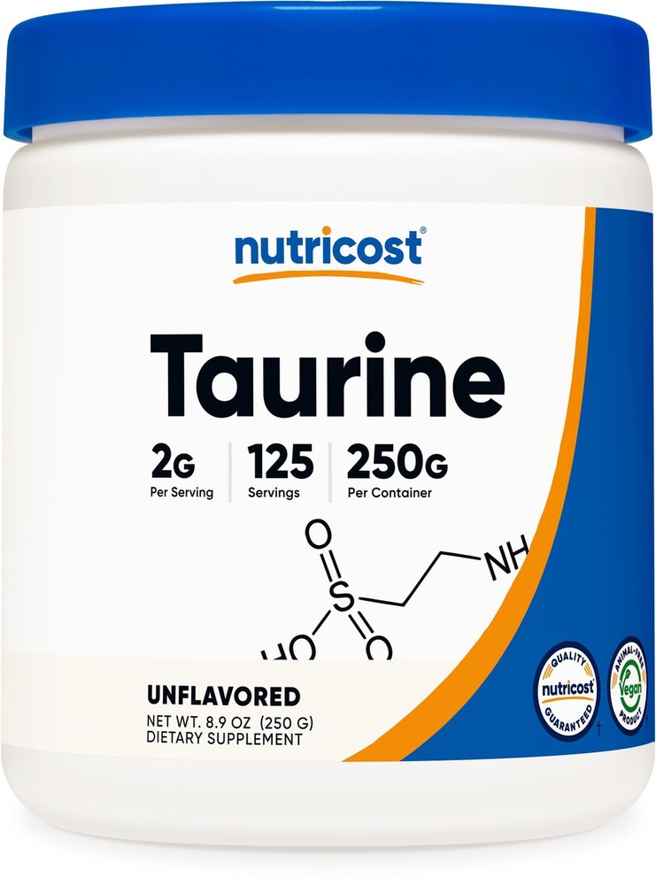 Nutricost Taurine Powder 250 Grams – 125 Servings, 250 Gram (Pack of 1)