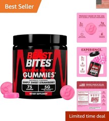 Creatine Infused Gummies – 5g Creatine Monohydrate, 75 Strawberry Gummies