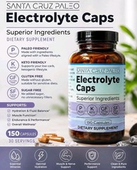 Santa Cruz Electrolyte Capsules 150 Ct Hydration Support 4 Bottles Mg KCl Na Ca