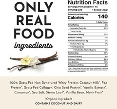 JUST Ingredients Vanilla Bean Protein Powder Casein Free 22g 15 Servings 17.46oz