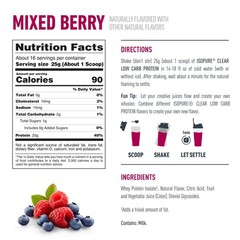 Isopure Clear Low Carb 100% Whey Protein Isolate Powder, Mixed Berry
