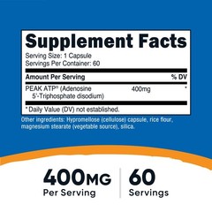 Nutricost ATP Supplement (400mg) 60 Capsules – Made with Peak ATP, 60 Servings