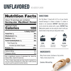 Isopure Zero Carb 100% Whey Protein Isolate Unflavored Protein Powder 25g 16ser