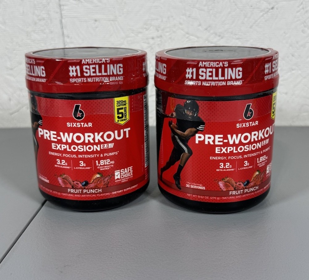 2 – New Six Star Pre-Workout Explosion 2.0 Fruit Punch – 9.52oz Each Exp. 6/5/27