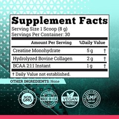 5G Creatine Monohydrate Powder for Women Booty Gain +2000Mg Collagen +1G BCAA 2: