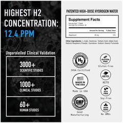 Rejuvenation Molecular Hydrogen Water Tablets: 12 ppm H2, Patented, USA Made,…