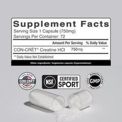 ProMera Sports CON-CRET Patented Creatine HCl Capsules 750 mg, 72 Caps