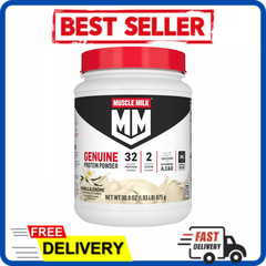 Muscle Milk Genuine Protein Powder Vanilla Crème 32g Protein 1.93 lb NSF Cert