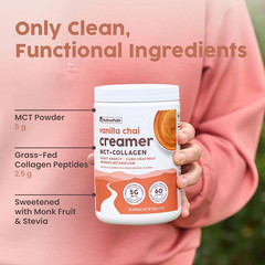 Vanilla Chai Keto Coffee Creamer, 20 Servings – MCT Oil & Collagen Protein, Suga