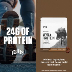 Levels Grass Fed Whey Protein Powder No Artificials 24G of Protein Double Cho…