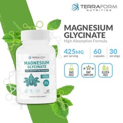 Advanced Magnesium Glycinate 425mg, 100% Chelated, 60 Capsules – Promotes Restfu