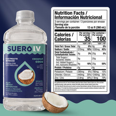 Suero I.V. Electrolyte Drink, Coconut Flavor 33.8 fl oz – Hydrate