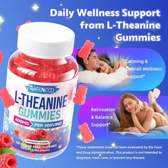 MEENCCD L-Theanine Gummies 400mg, Sugar-Free L-Theanine Supplement for Focus
