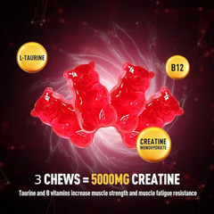 creatine gummies 5g 60 days ltaurine b12 gummies 5000mg- strawBERRY