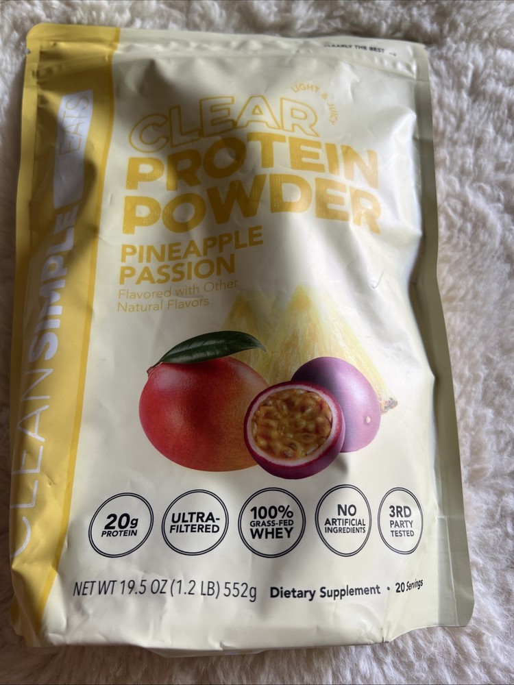 Clean Simple Eats Whey Protein Powder Pineapple Passion Grass Fed 19.5 oz