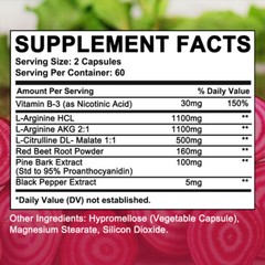 Nitric Oxide Booster Supplement – L-Arginine, L-Citrulline & Red Beet Root