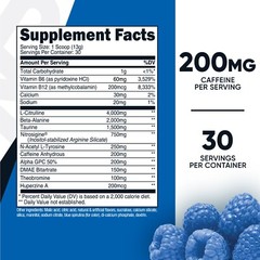Nutricost Pre-Workout Complex Powder (Blue Raspberry) 30 Serivings