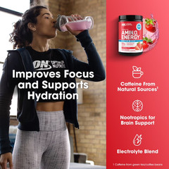 Optimum Nutrition Amino Energy Hydration + Focus Powder Strawberry Burst 9.5 oz