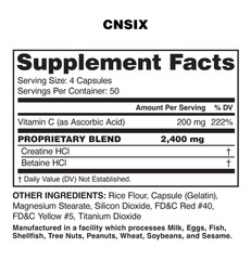 NUTRAONE NUTRITION CNSIX Creatine Hydrochloride HCL Power Endurance Strength