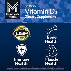 Member’s Mark Vitamin D3, 50 mcg, Dietary Supplement ( 400 ct ) Choose Your Pac