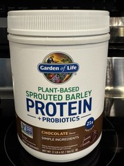 Garden of Life Plant-Based Sprouted Barley Protein Powder CHOCOLATE 20 Servings