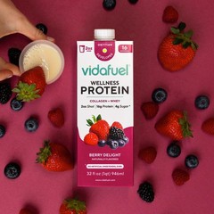 2 Pack Vidafuel Wellness Protein Drink Berry Delight 2oz Shot 32oz Carton